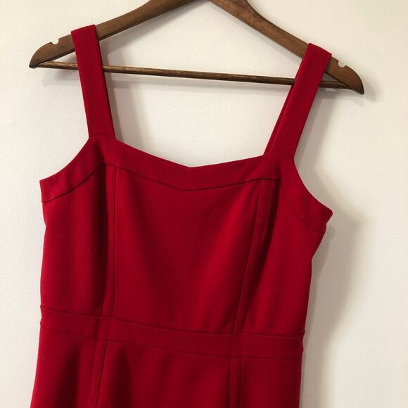 INC Red Fit & Flare Mini Dress Square Neck Sleeveless M Holiday Party Date Night - Picture 3 of 13